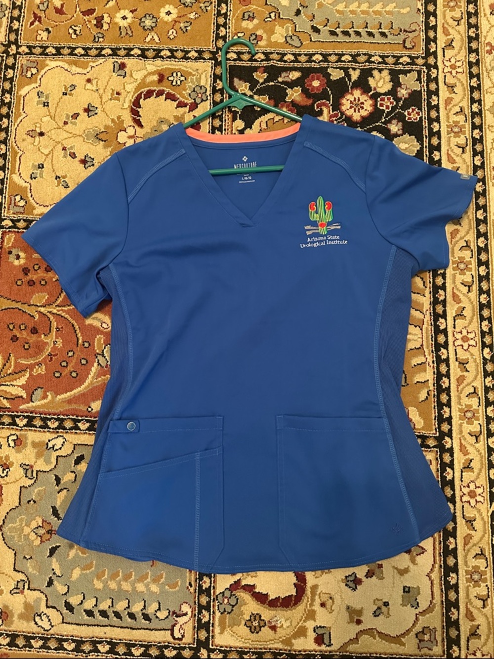 Blue Women’s Medcouture Medical V-Neck Scrub Top Size L